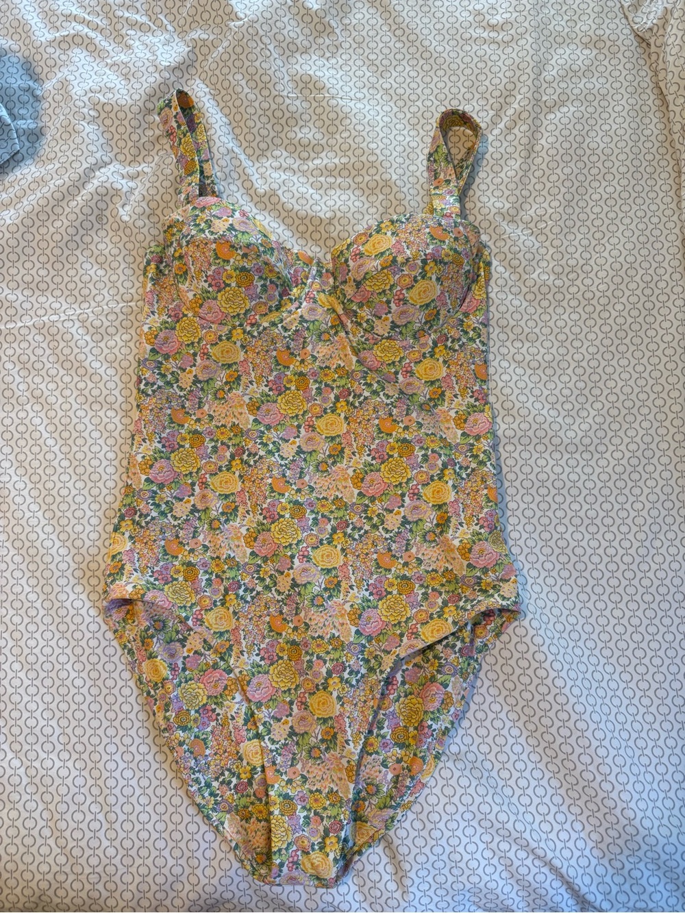 Minnow One-Piece Swimsuit with Liberty Floral Fabric - Yellow, Pink & Green